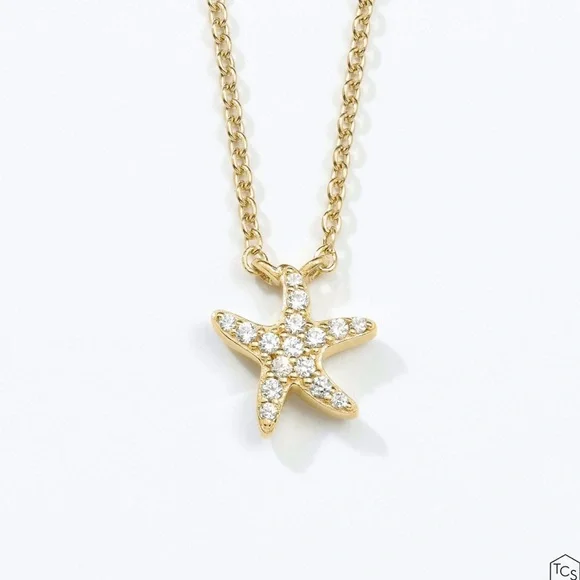 Touchstone Crystal Starfish Necklace, Golden - Picture 1 of 2